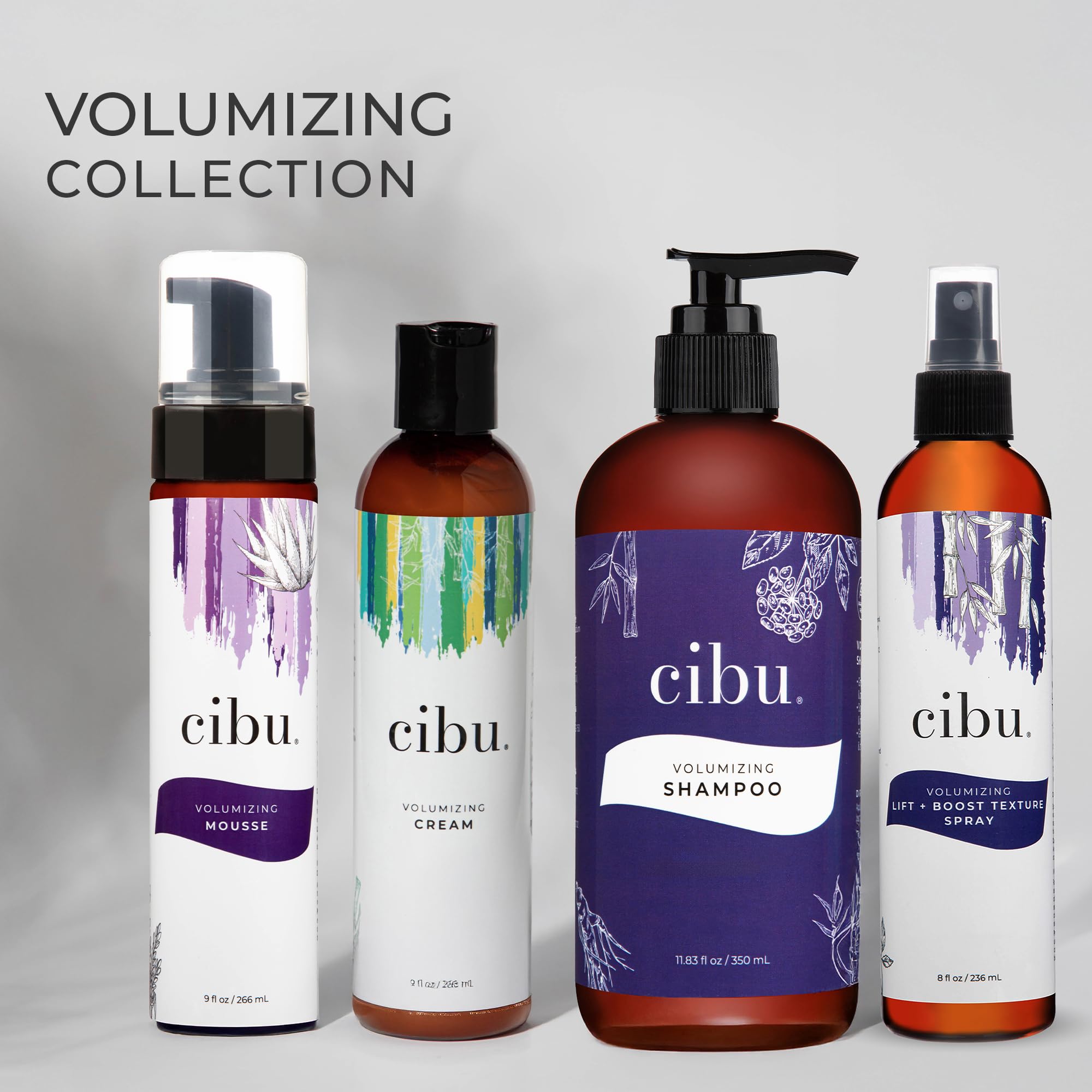 CIBU Volumizing Mousse finish with shine and volume detail.