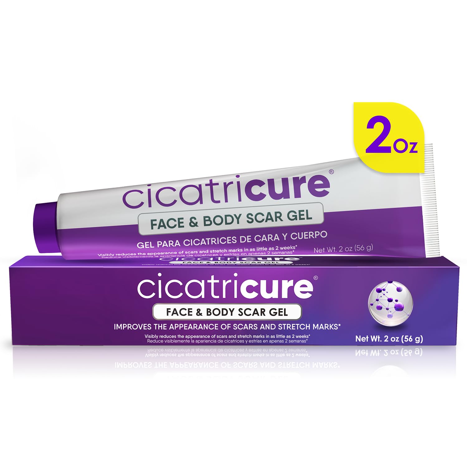 Cicatricure Advanced Scar Gel bottle shown for easy daily application.