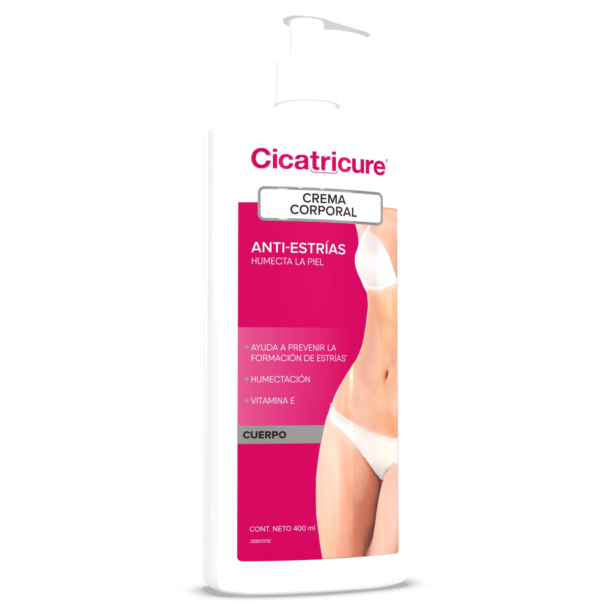 Cicatricure anti-stretch marks body cream bottle for full body hydration.
