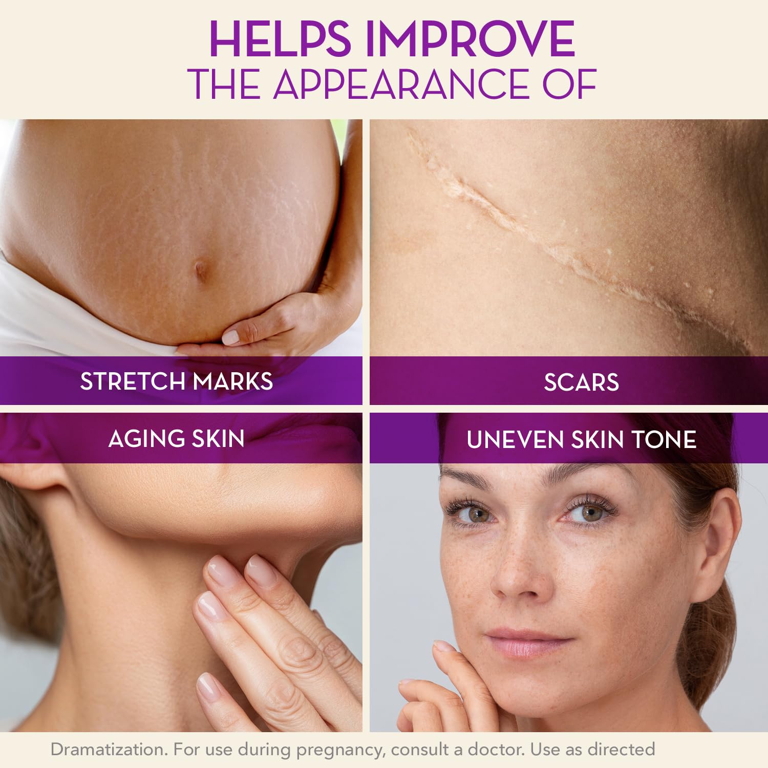 Cicatricure Cica Oil being applied to skin shows gentle massage for elasticity.