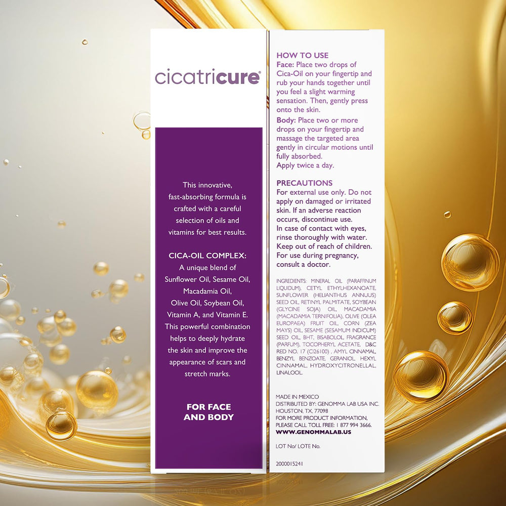 Cicatricure Cica Oil quick absorption for skin care routine.