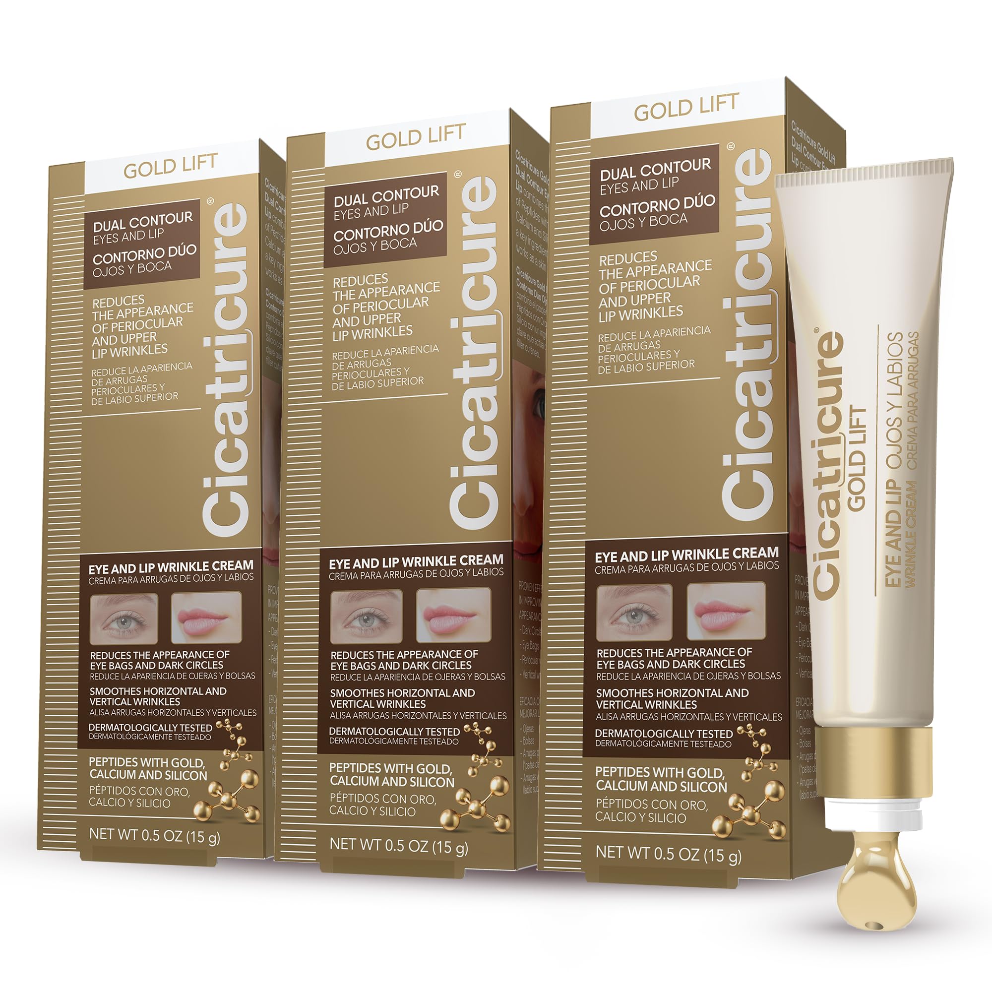 Cicatricure Gold Lift dual contour eye and lip cream pack for premium daily care