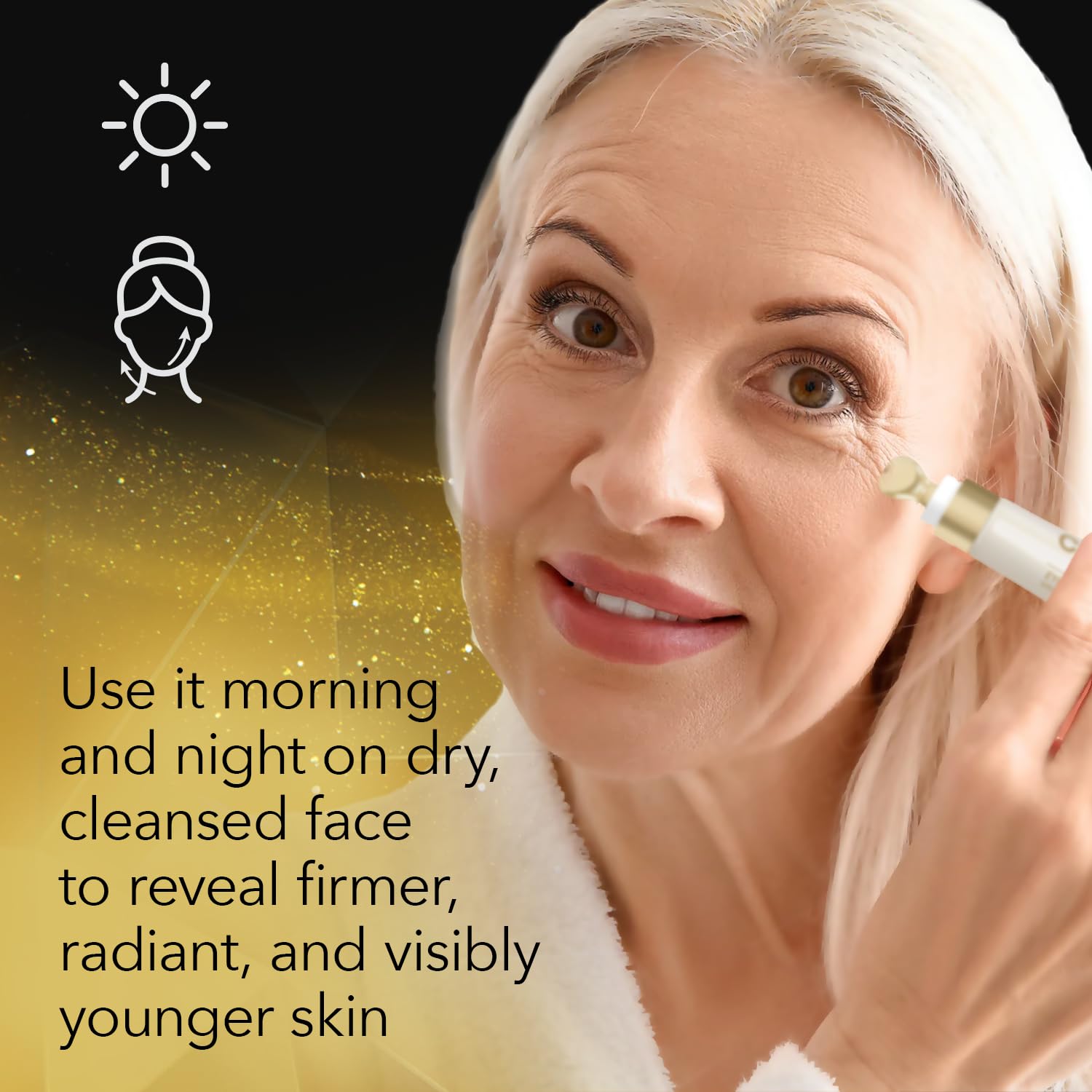 Skin after using Cicatricure Gold Lift appears firmer and refreshed