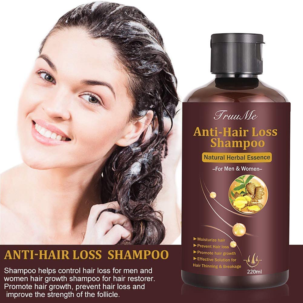 CIDBEST Hair Thickening Shampoo label close-up highlighting natural herbal formula.