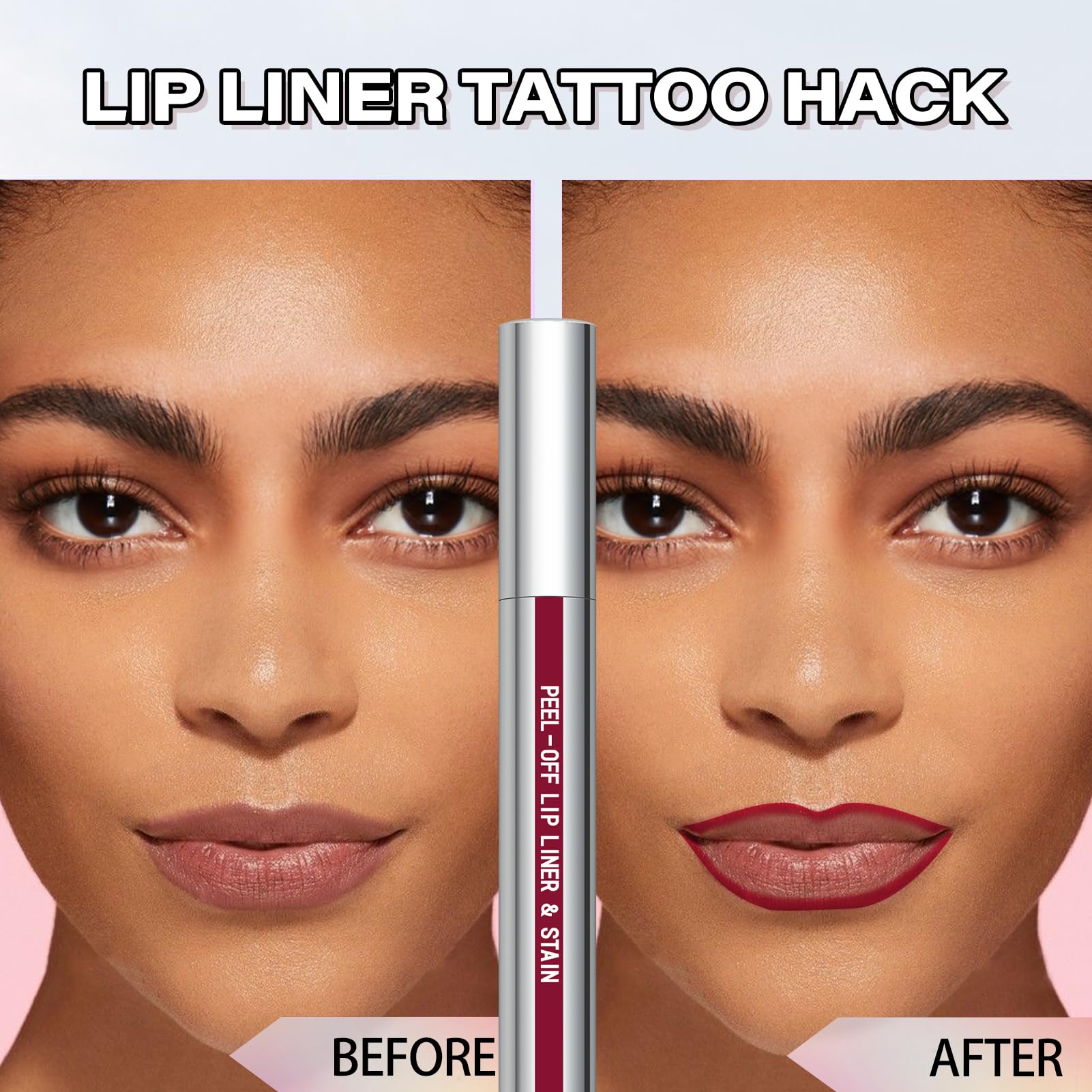 Cilrofelr Berry tattoo lip stain in action during precise application.