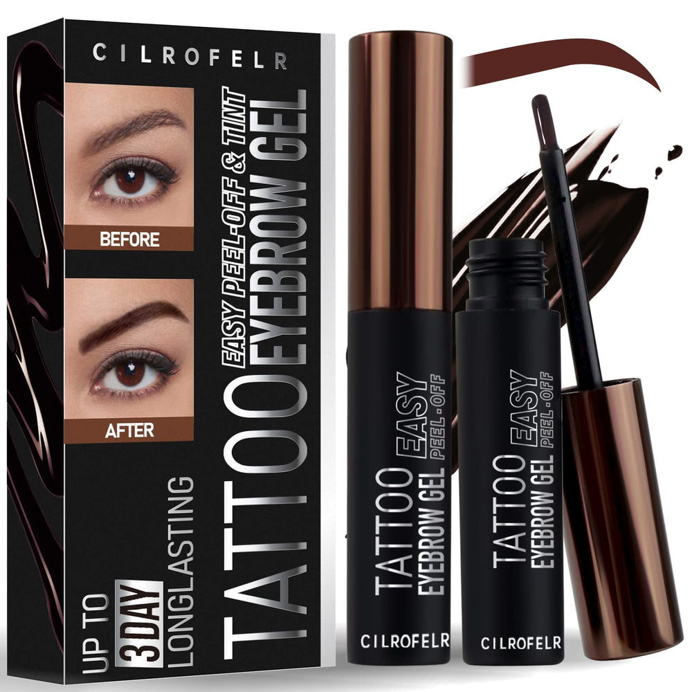 Cilrofelr Tattoo Brow Gel bottle in warm brown ready to tint brows