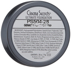Cinema Secrets foundation 504-28 blended on skin demonstrates buildable coverage