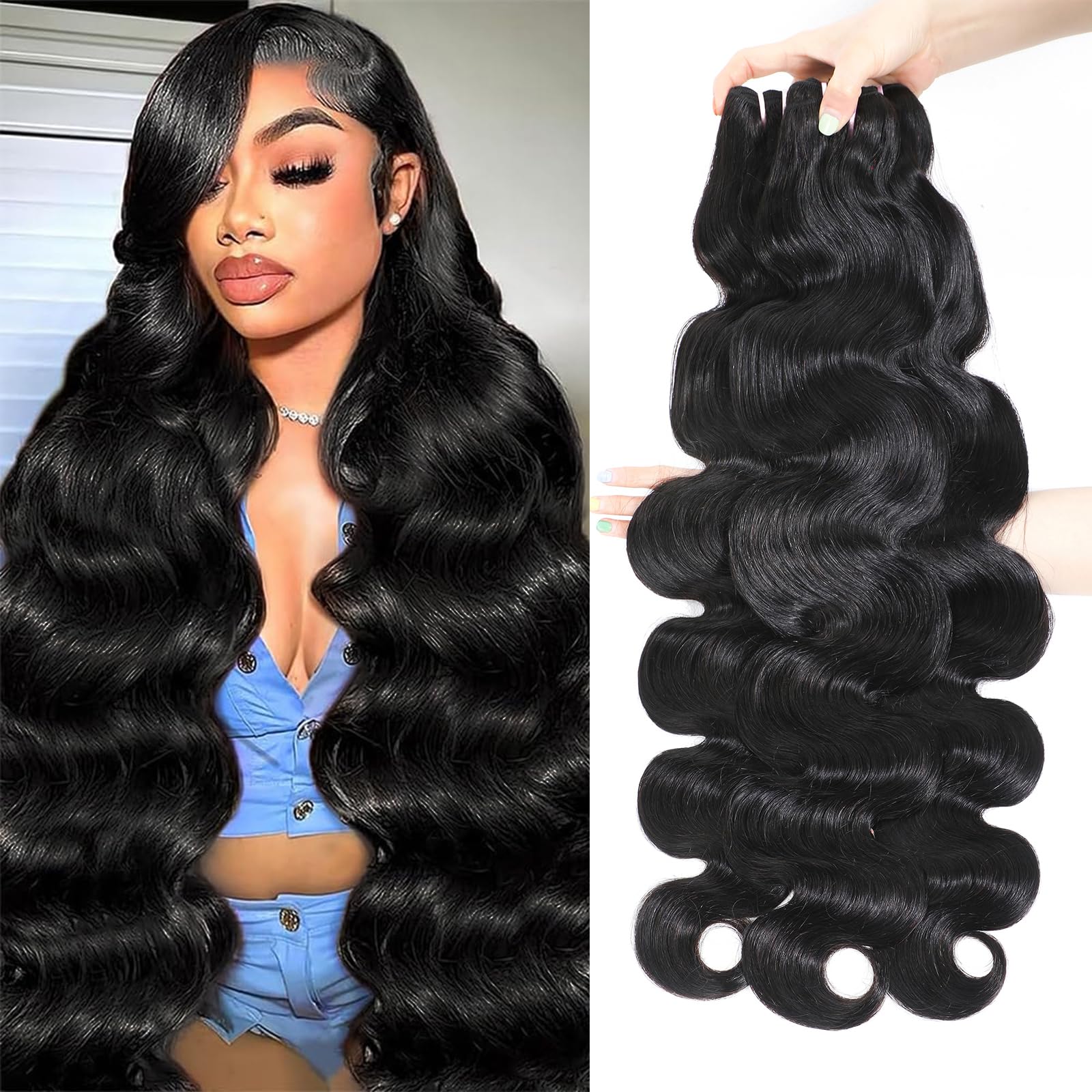 Ciracevi 15A raw Indian hair body wave bundles in 20in for natural blending.