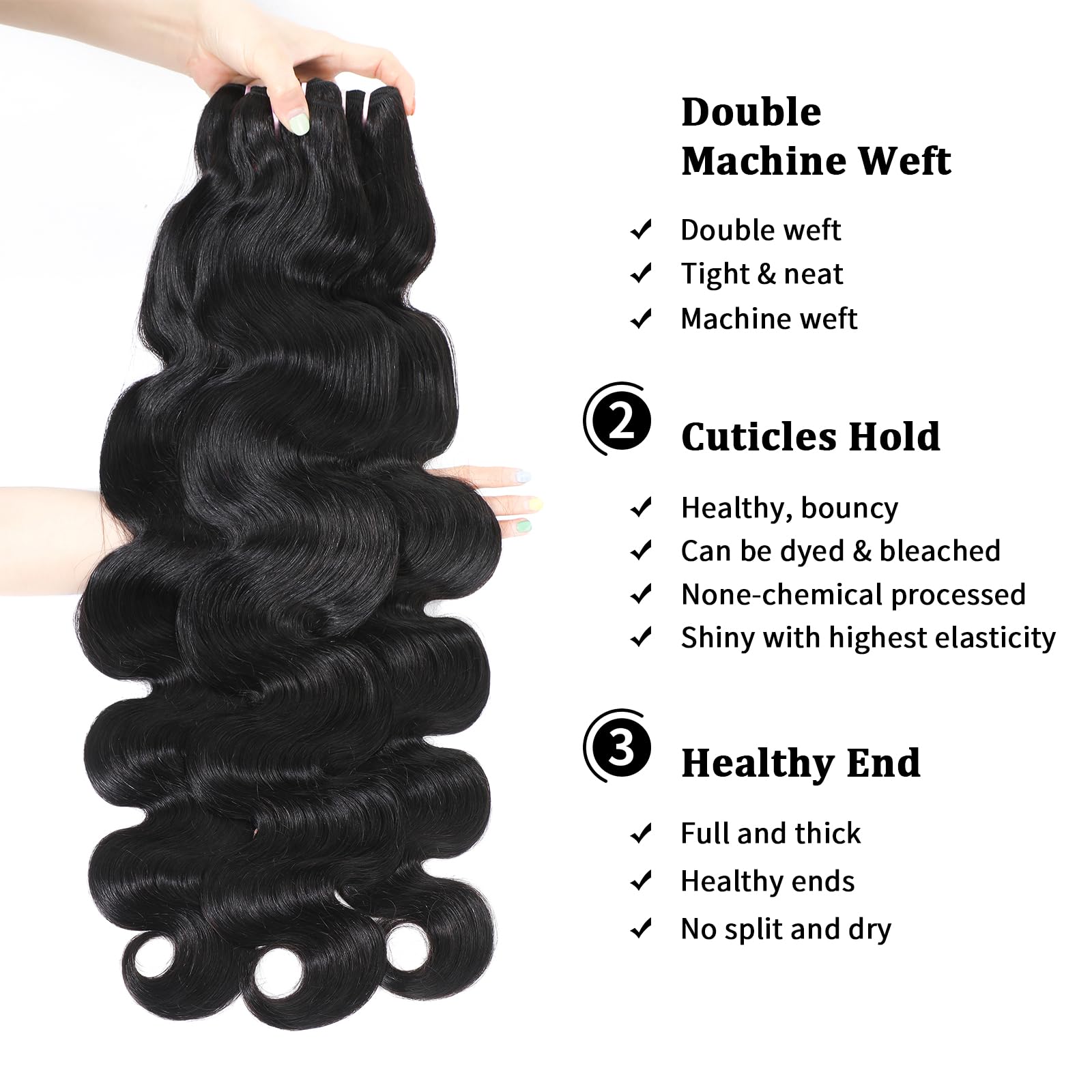 Ciracevi virgin Indian hair bundle packaging highlights premium care.