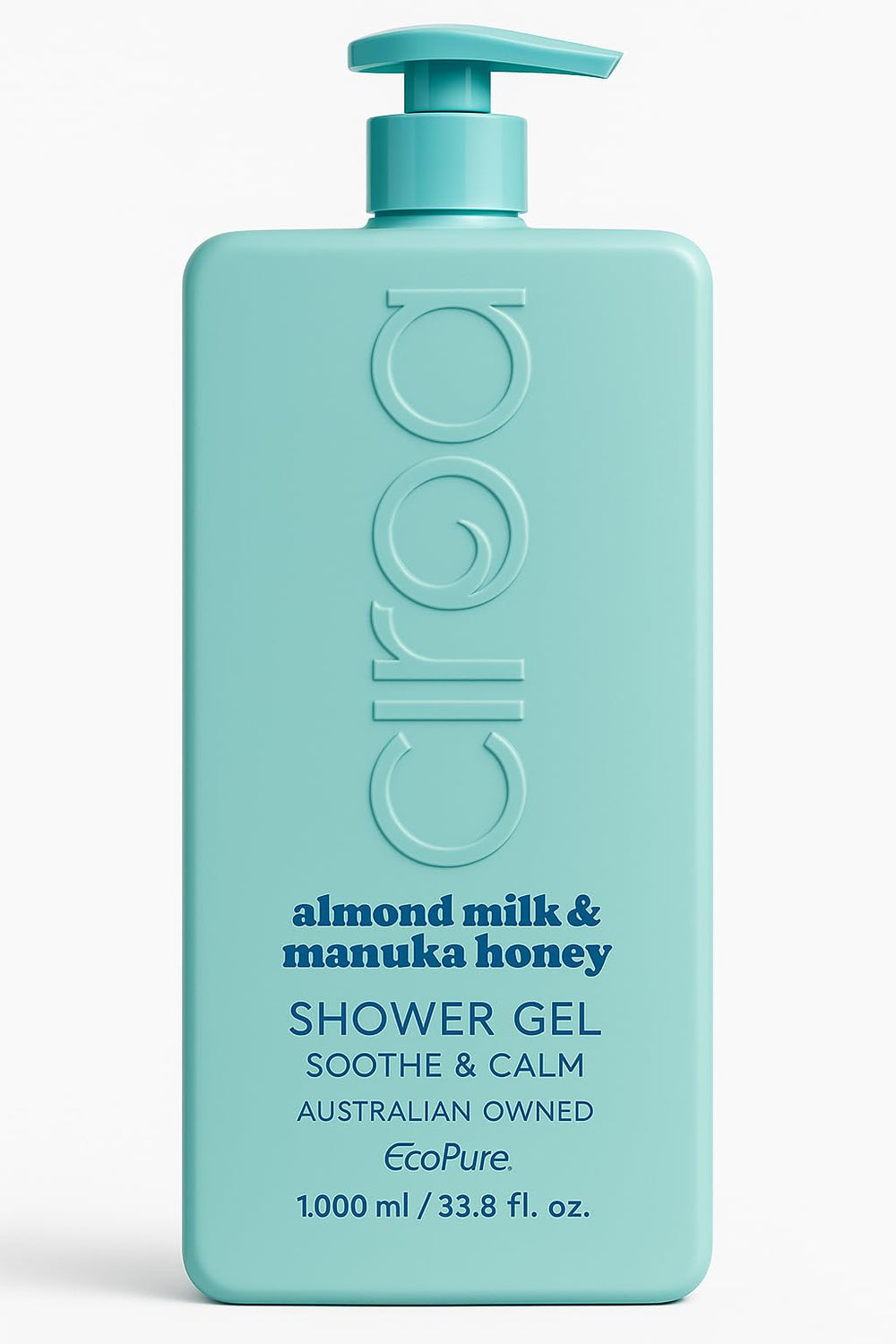Ciroa almond milk and Manuka Honey shower gel bottle offers soothing daily cleansing.