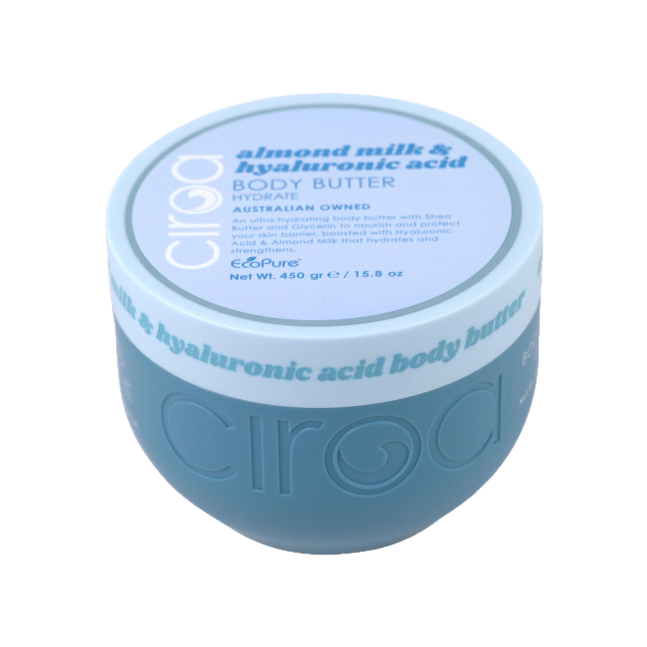 Ciroa ultra-hydrating body butter jar showing rich moisture for dry skin