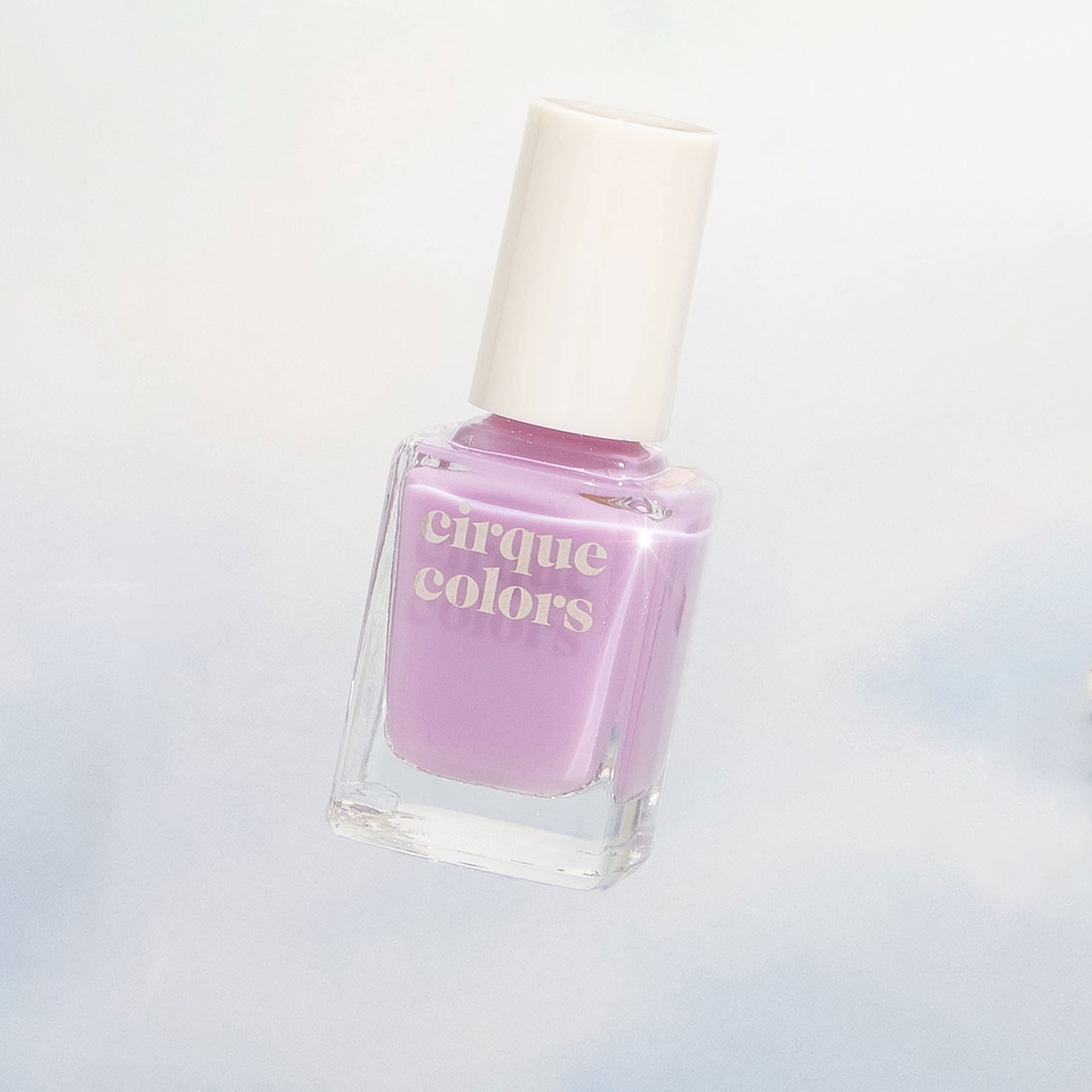Cirque Colors Lavender Sky application close-up, layers create pastel depth.