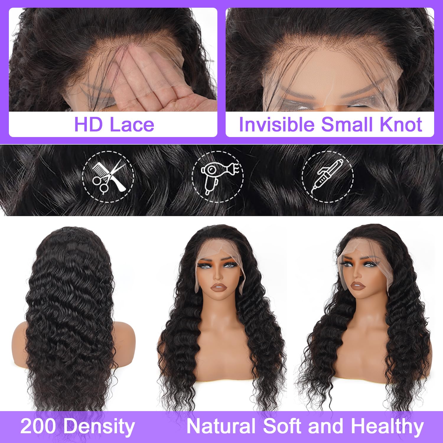 City Girl Deep Wave wig cap construction with adjustable straps for secure fit.