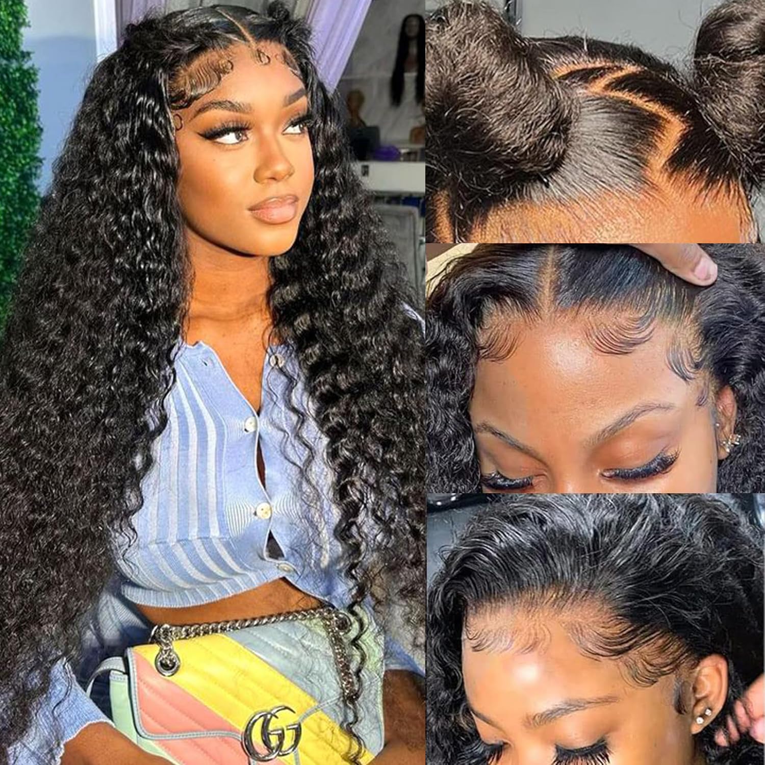 City Girl Deep Wave wig front view with natural hairline and seamless lace blend.