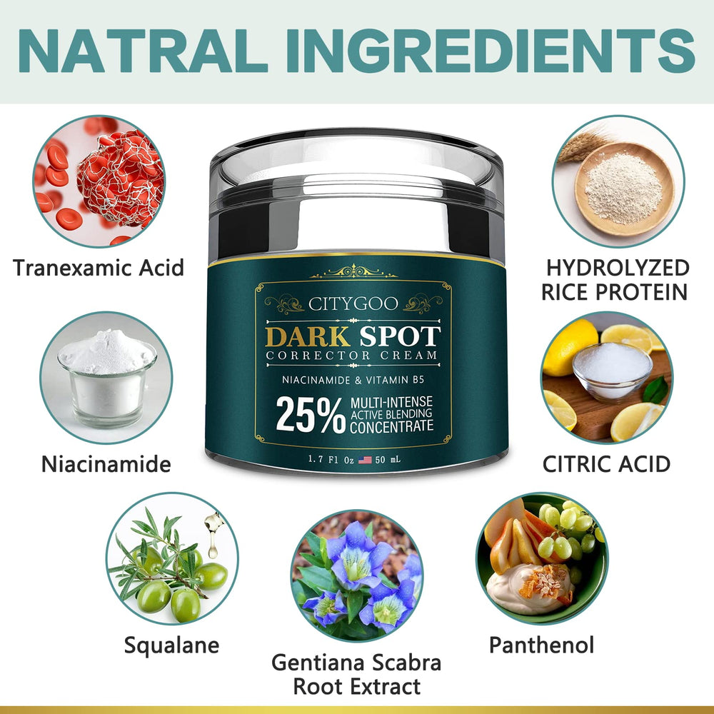CityGOO ingredients scene hints at gentian extract and tranexamic acid.