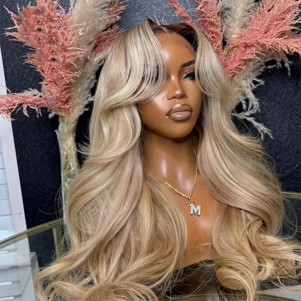 CIYOO ash blonde 13x6 lace front wig offering full-bodied volume.