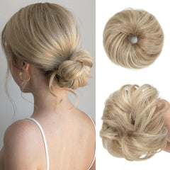 CJL HAIR Sunny Blonde 2Pcs messy bun set enhances thin hair with gentle volume