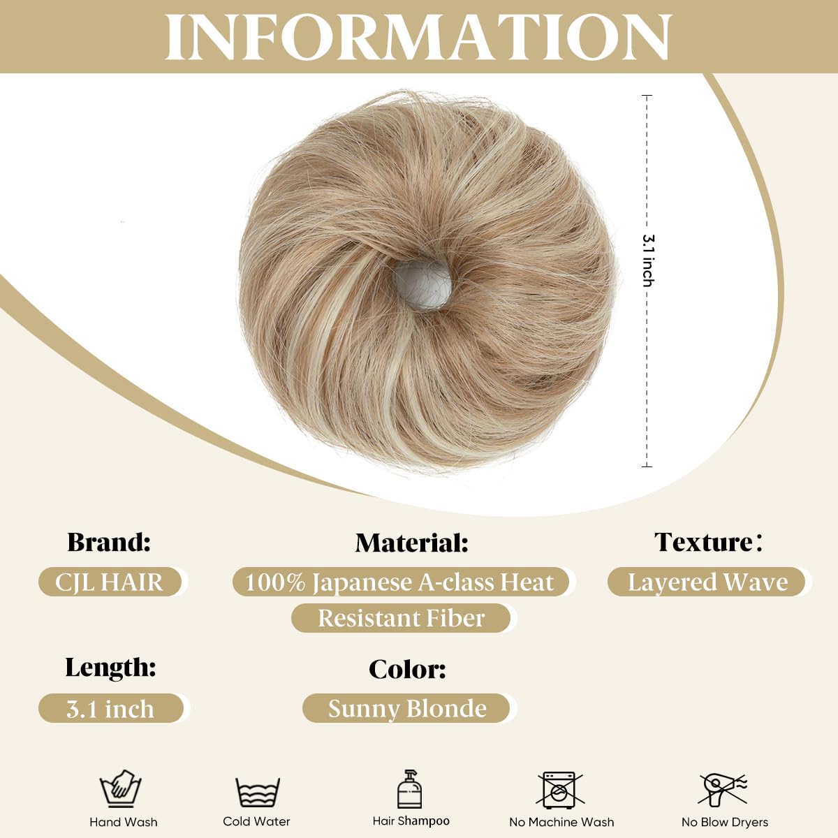 CJL HAIR Sunny Blonde 2Pcs bun set for high bun and versatile looks
