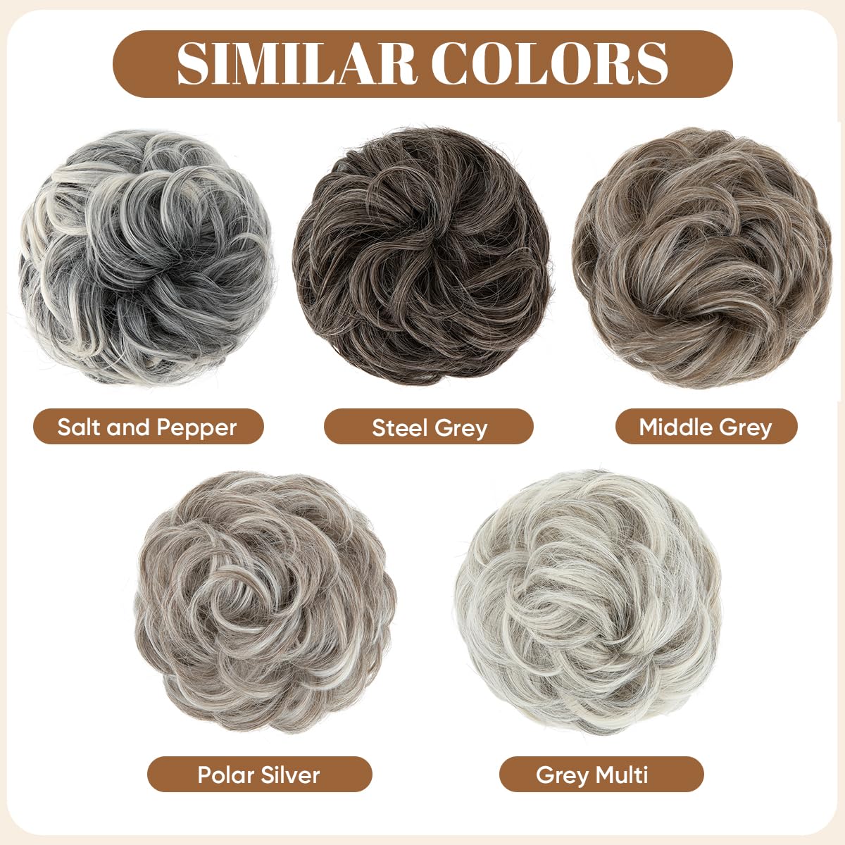 CJL HAIR adjustable fit bun Polar Silver keeps your style secure throughout the day.
