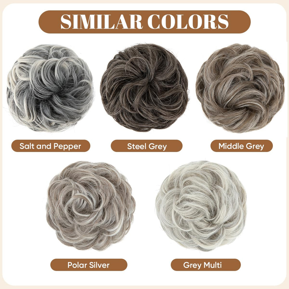 CJL HAIR adjustable fit bun Polar Silver keeps your style secure throughout the day.