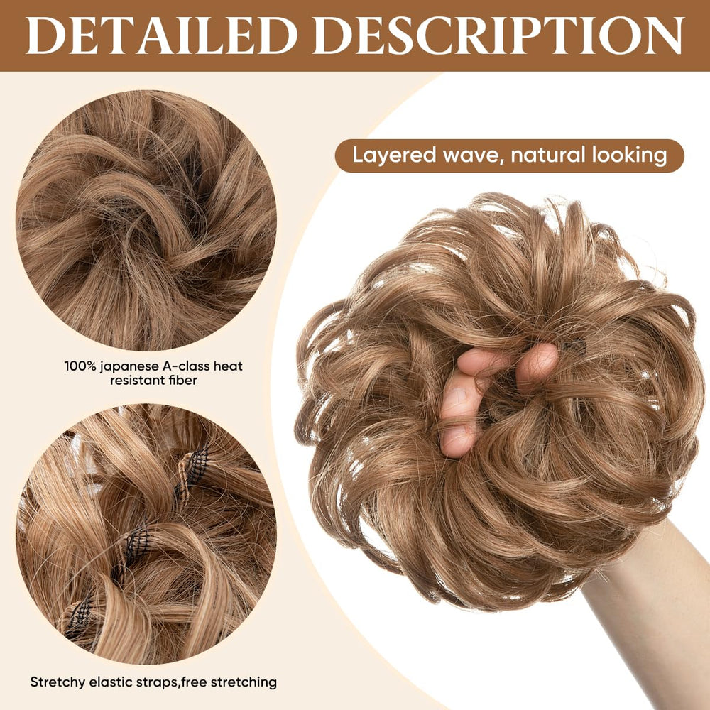 CJL HAIR large messy bun close-up texture highlights synthetic fiber shine.