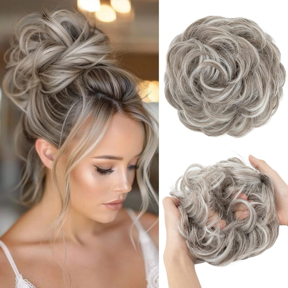 CJL HAIR large messy bun Polar Silver for instant volume and a polished updo.