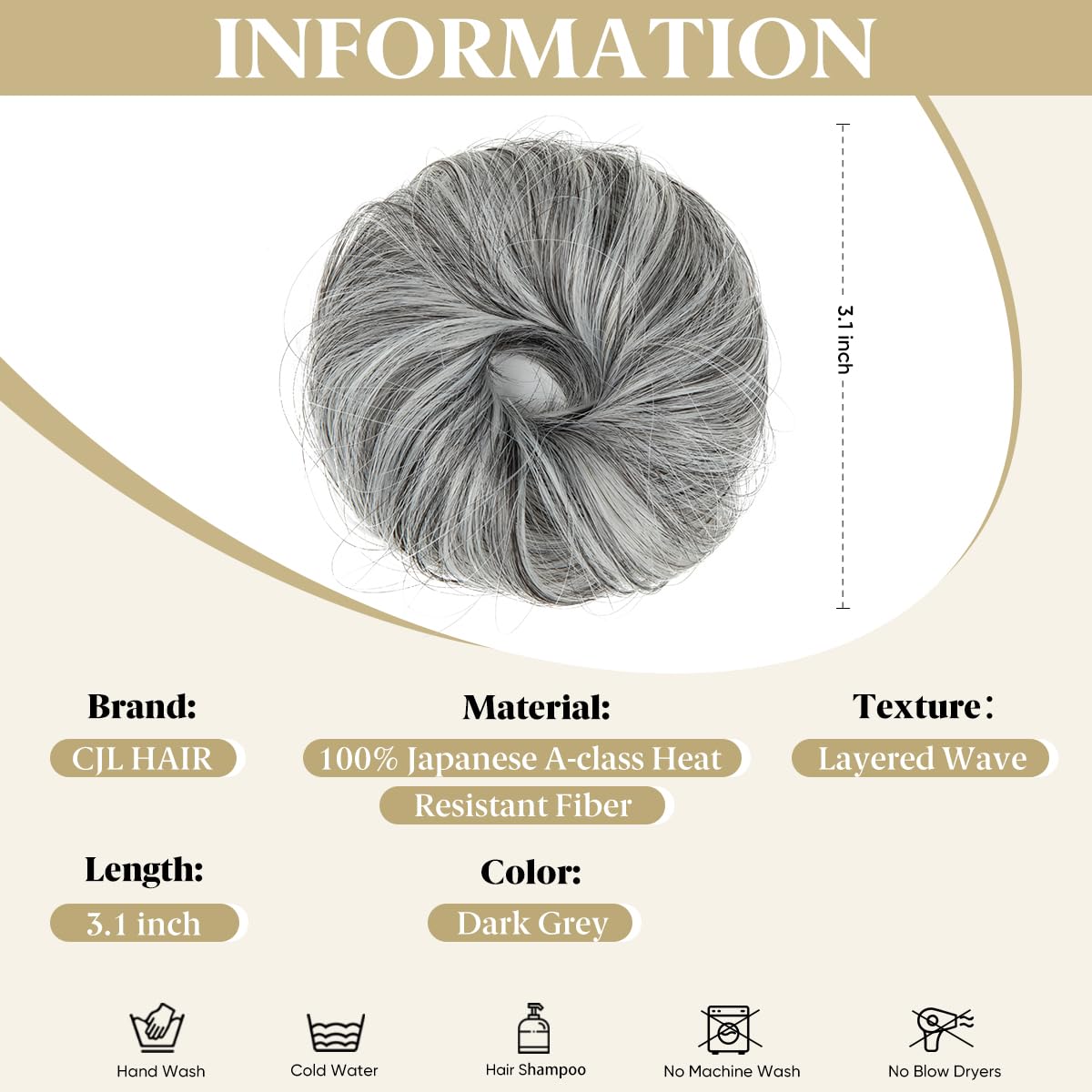 CJL HAIR mini curly bun for thin hair provides quick, comfortable updo