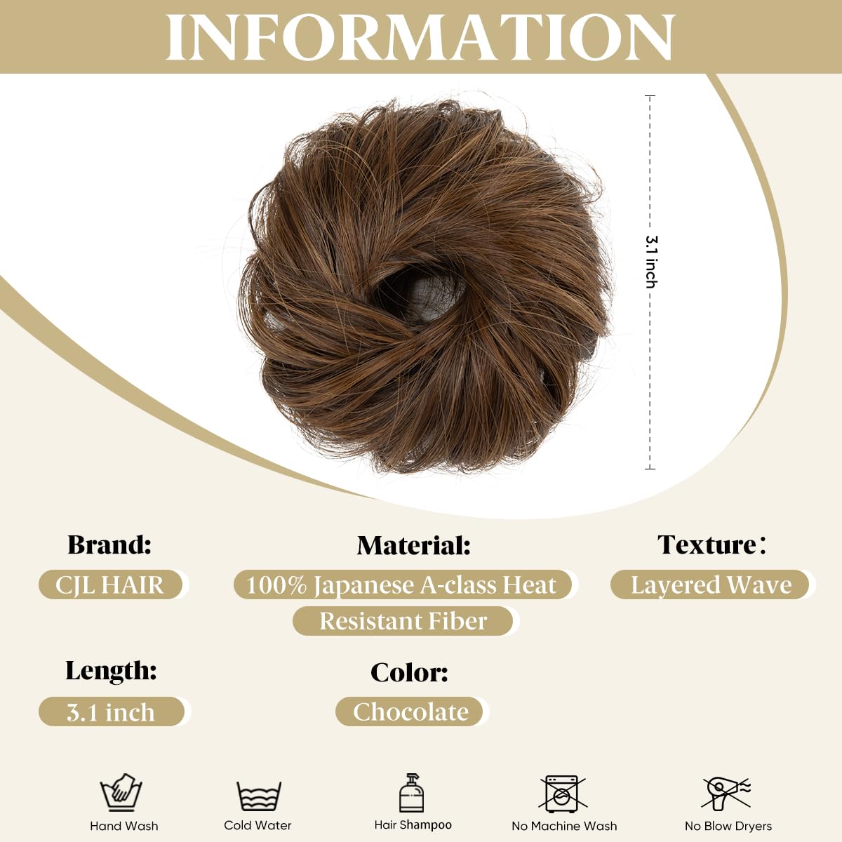 CJL HAIR mini synthetic curly bun in chocolate ideal for quick updos