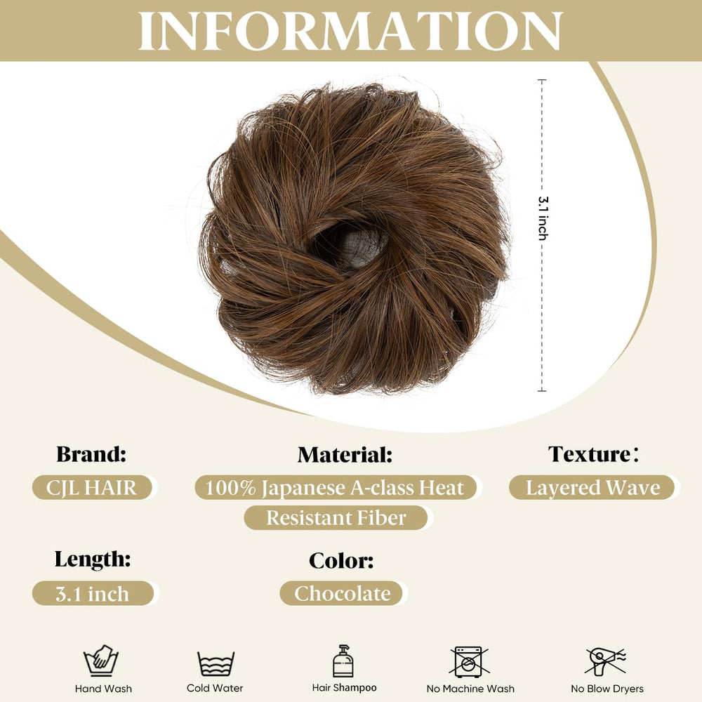 CJL HAIR mini synthetic curly bun in chocolate ideal for quick updos