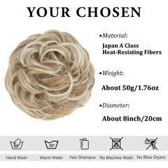 CJL HAIR wavy curly scrunchies in sunny blonde provide textured fullness.