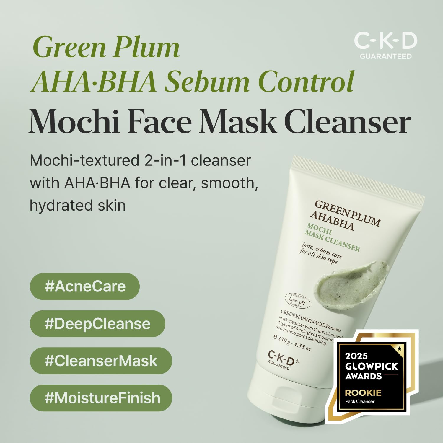 CKD Guaranteed Green Plum dense foam cleanser close-up for deep cleansing
