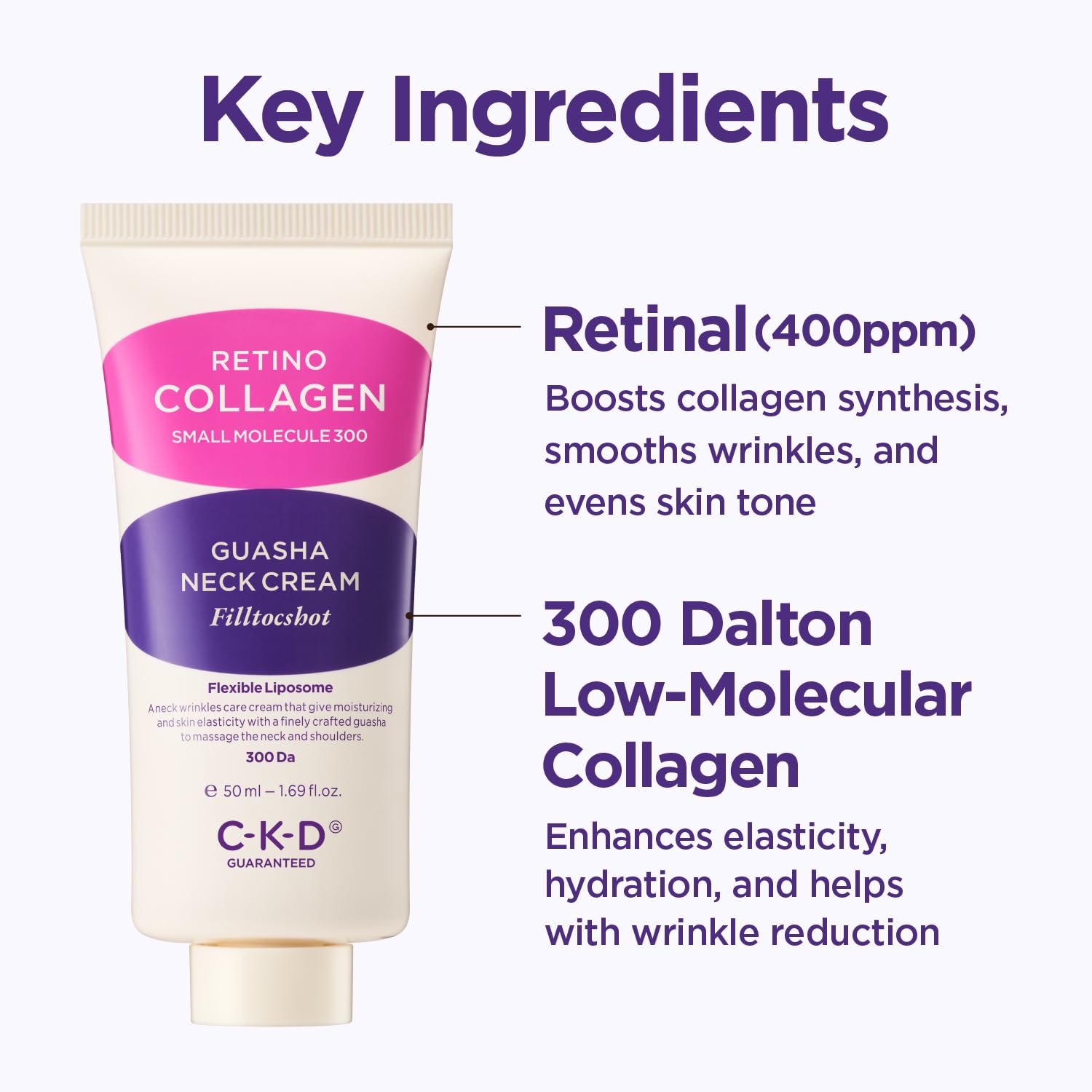 Step-by-step massage with CKD neck cream roller for neck contouring.