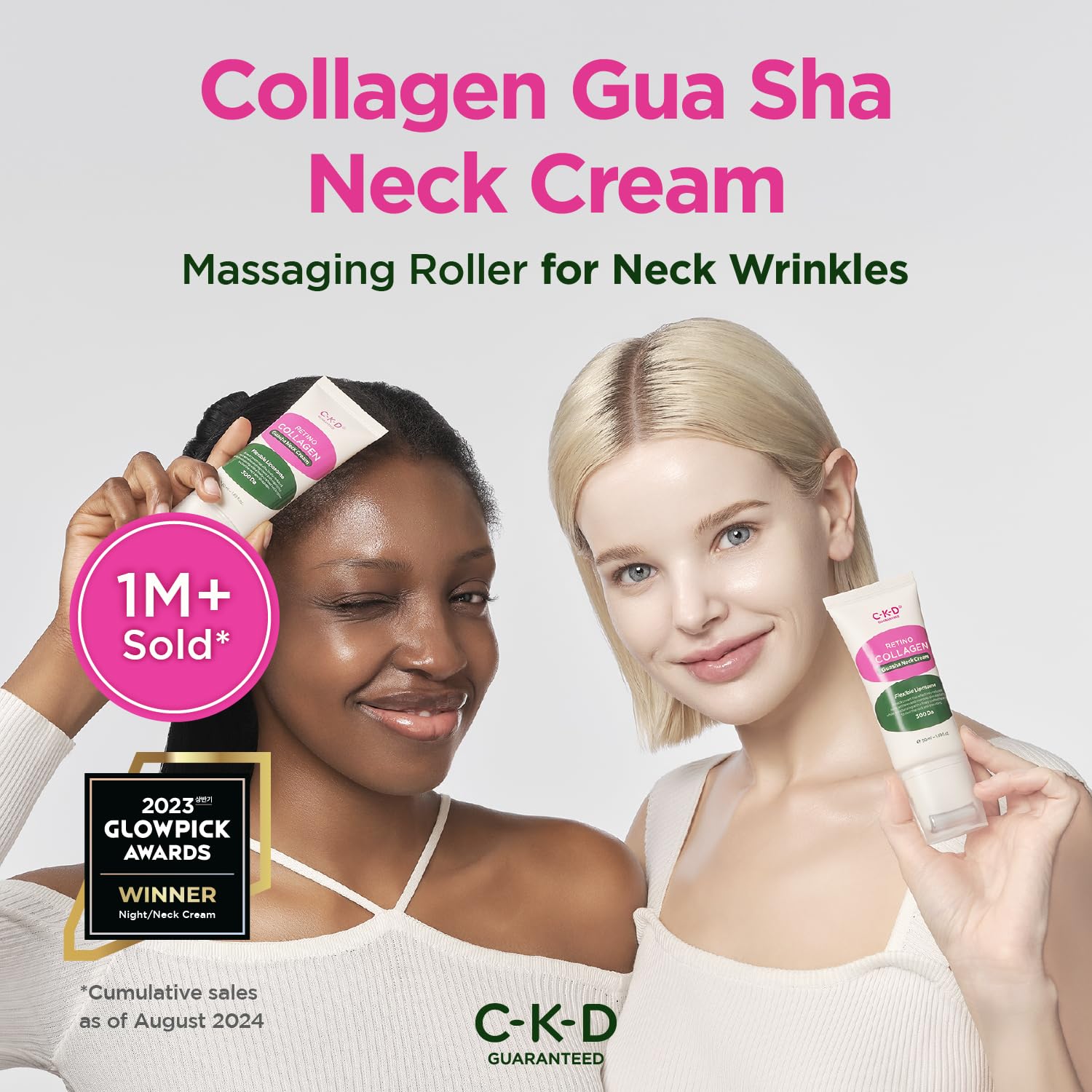 CKD Guaranteed neck cream stainless steel roller close-up for precise massage