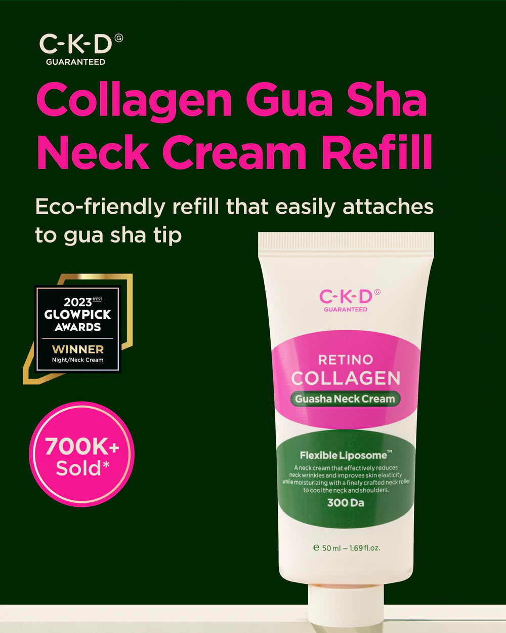 CKD Guaranteed neck cream texture close-up demonstrates smooth, absorbent formula.