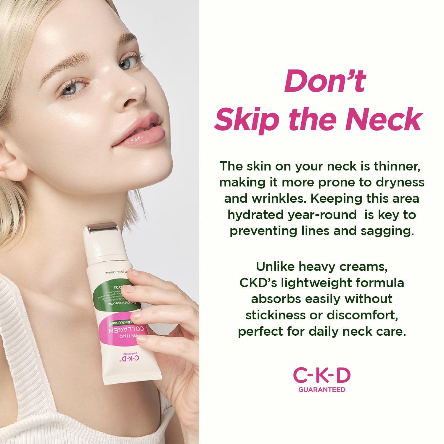 CKD Guaranteed neck and jawline application demo for lifting