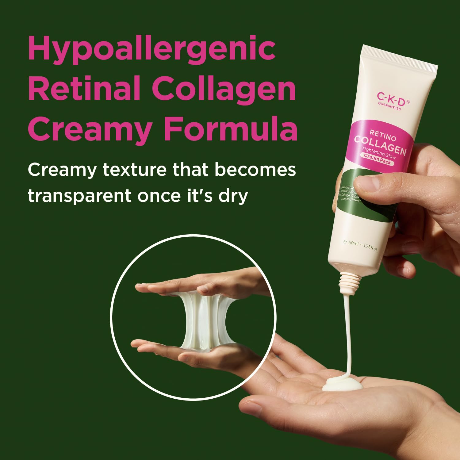 CKD Guaranteed fragrance-free formula on the skin close-up