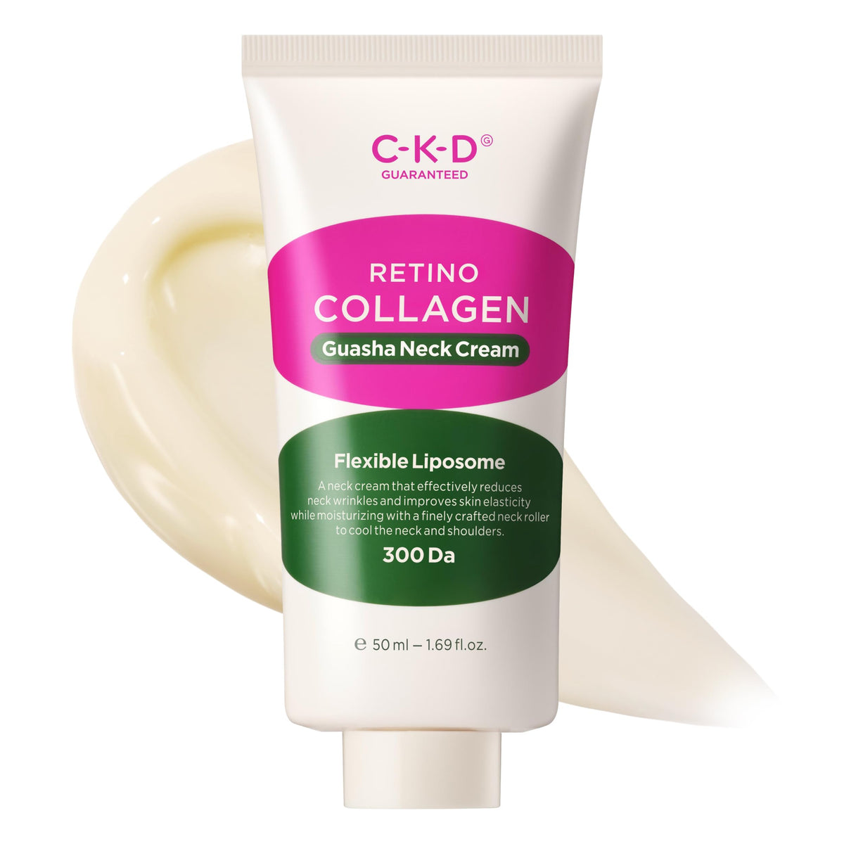 CKD Guaranteed Retino Collagen Neck Cream jar shows rich texture for uplift.