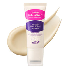 CKD Guaranteed Gua Sha Neck Cream with roller application targets lifting and contouring the neck area.
