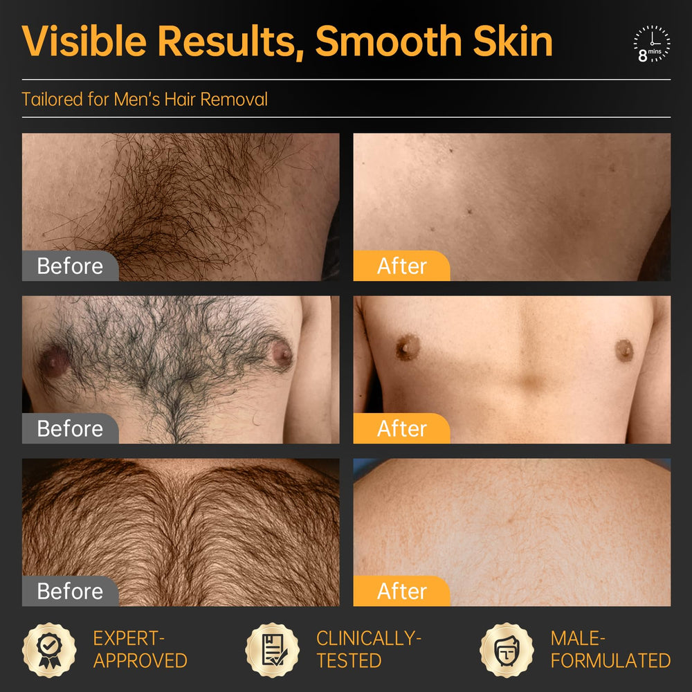Spatula applying CKM hair removal cream for quick results