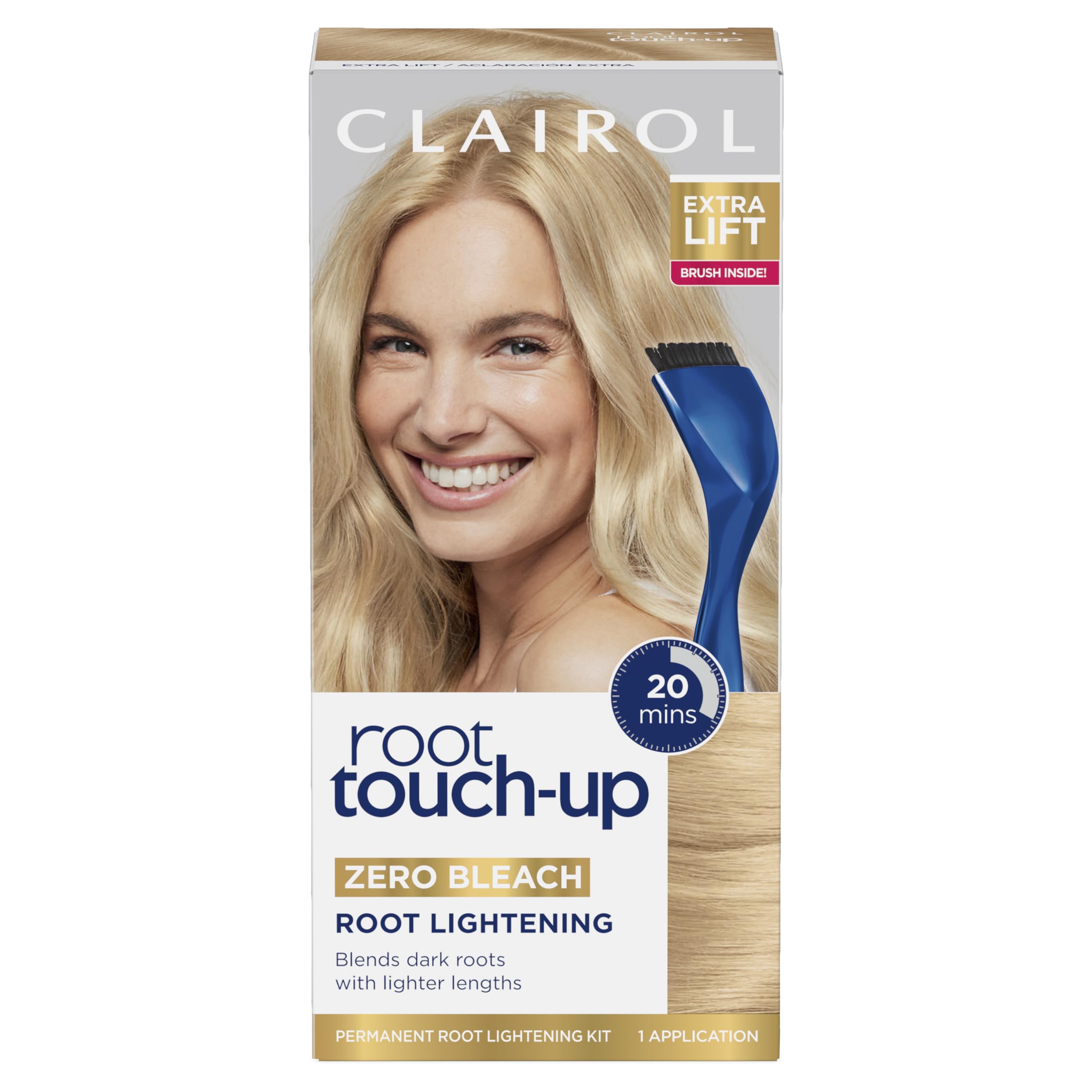 Clairol Root Touch-Up packaging showing kit components for quick at-home root lightening