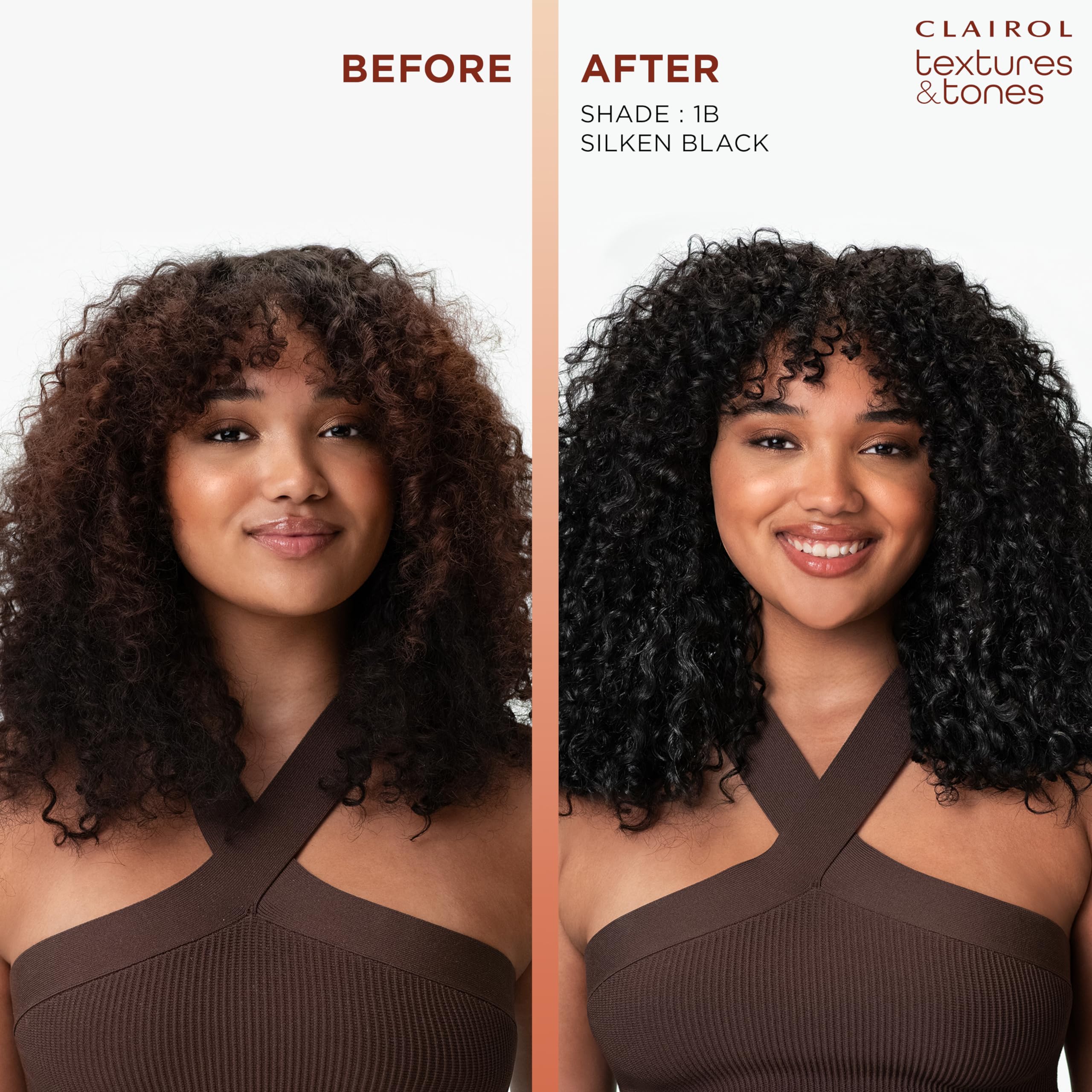 Clairol Textures & Tones 8RO Sunset Copper color dispersion across hydrated curls.