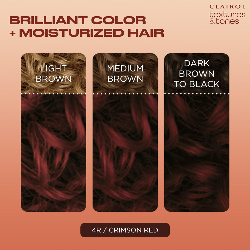 Clairol Textures and Tones Crimson Red application gloves for mess-free mixing.