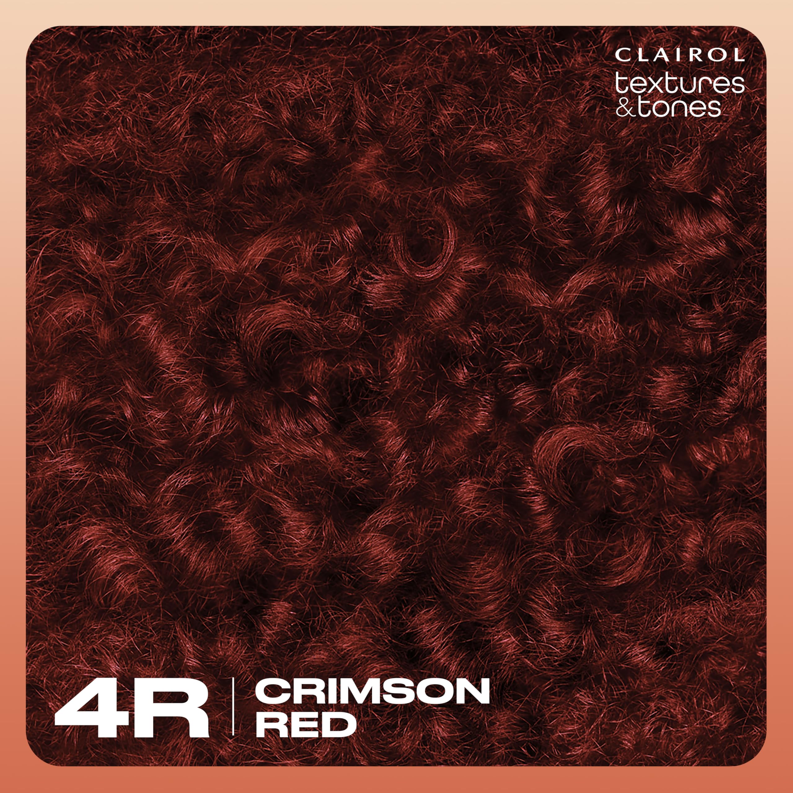 Clairol Textures and Tones Crimson Red soft hair after color treatment.