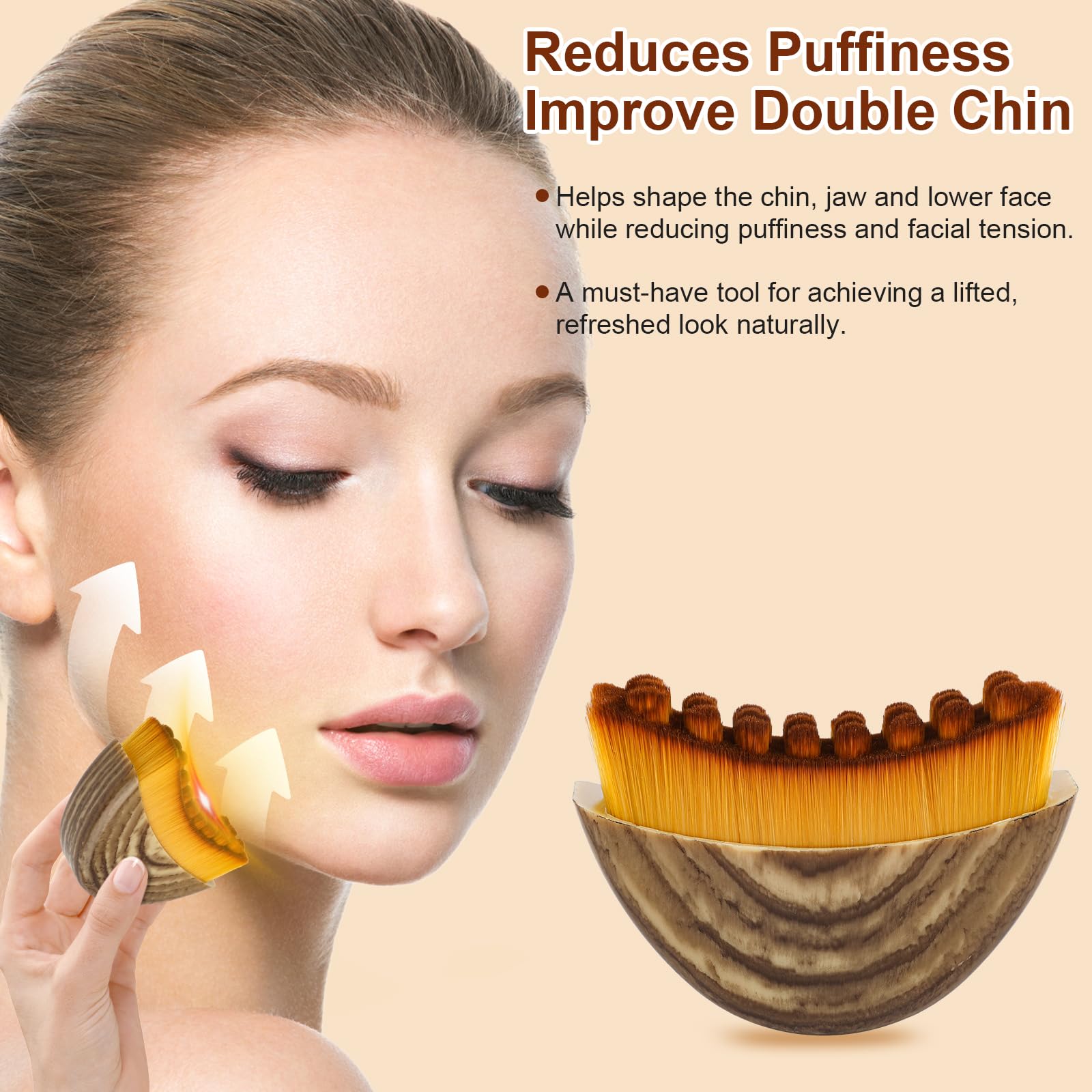 Clapery Lymphatic Contour Face Brush jawline definition for a lifted look.