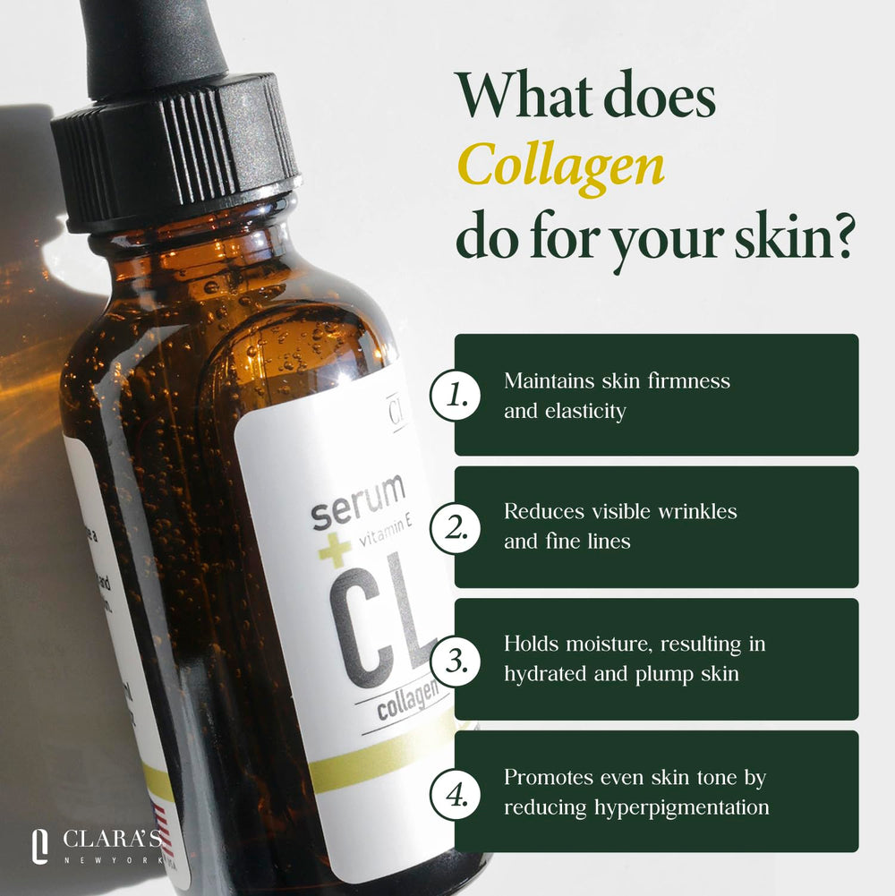 Clara's New York collagen serum dropper enables precise, smooth application.