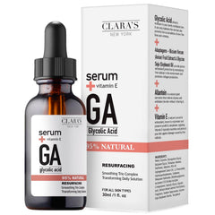 CLARA'S NEW YORK glycolic serum bottle with dropper for precise application and glowing skin.