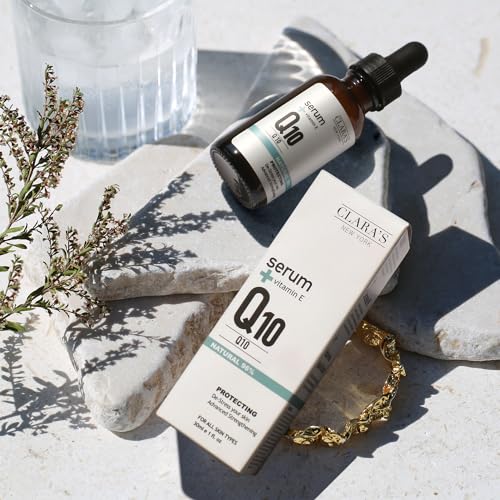 CLARA'S NEW YORK Q10 serum ingredients: CoQ10 and Vitamin E support skin nourishment.