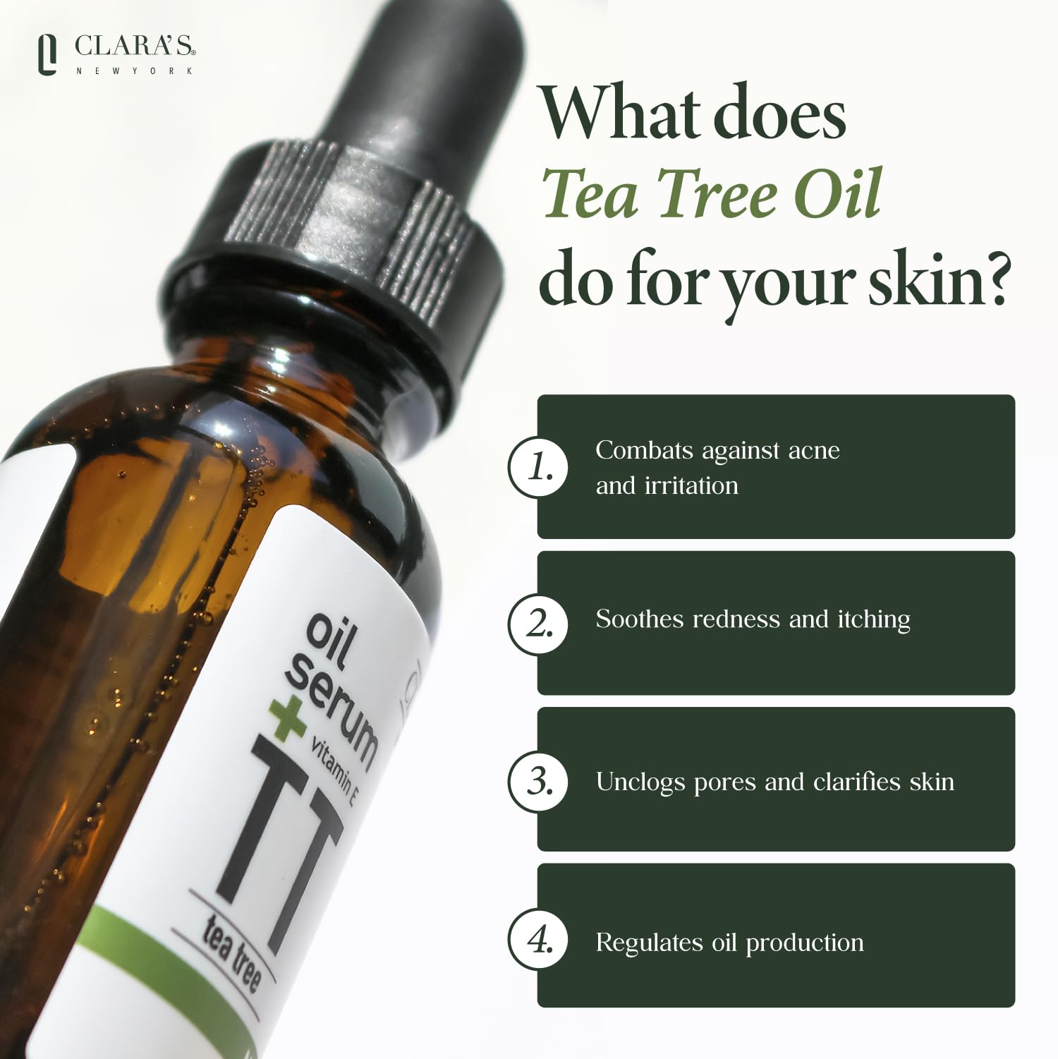 Clara's New York serum dropper close-up for precise application