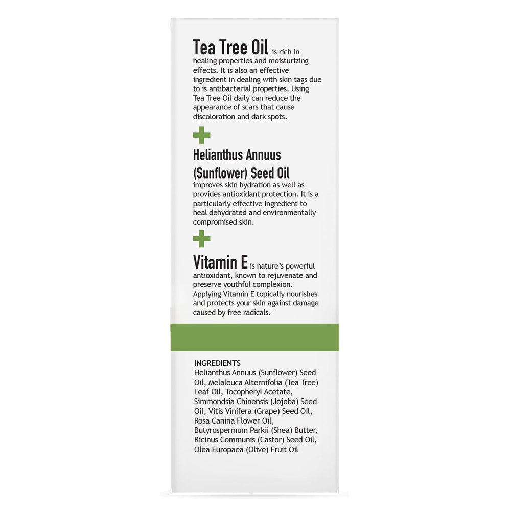 Dermatologist-tested seal and clean ingredient list on Clara's bottle
