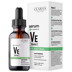 CLARA'S NEW YORK Softening Vitamin E Serum bottle for daily hydration and a non greasy finish